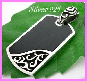  silver 925 silver. natural stone onyx entering ala Beth k plate pendant /ALL50%OFF