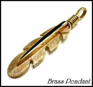  brass made Brass onyx entering feather brass pendant /Brass accessory ALL30%OFF