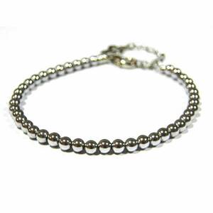 [Vita-Italy]Made in ITALY* cool white * ball chain * Stone bracele * silver :077