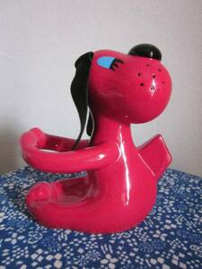  Showa Retro Vintage * inside wistaria Rene?!f.- car - pink * dog Dog* Uni -k. shape. ceramics * savings box * objet d'art ornament decoration thing *. mountain Northern Europe . woman Cafe . pavilion 