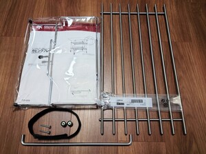 焚き火テーブル 定番カスタム パーツセット スノーピーク ガビングフレーム サイドバー ステンレスラック 収納用ベルト etc