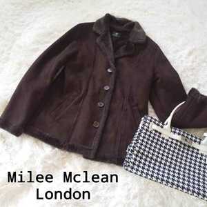 r0399【Milee Mclean London】フェイクムートンコート 裏フェイクファー（M）ブラウン茶色 エコムートン 軽くて暖かい 美品 秋冬　