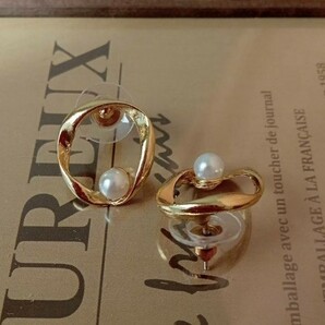 import パール ゴールド フープピアス