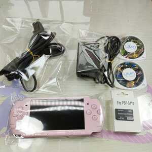 まあまあ美品 PSP 3000 ブロッサムピンク 本体 バッテリー ソニー純正充電器 ソニー純正メモリースティック2GB 液晶保護フィルム モンハン