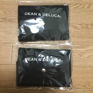 新品 DEAN&DELUCA 2個セット ディーン＆デルーカ ショッピングバッグ エコバッグ 黒色(ブラック) 正規店購入 バック カバン 折りたたみ