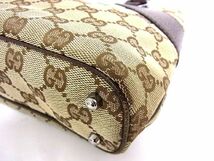 1円 ■美品■ GUCCI グッチ 113015 GGキャンバス×レザー SV金具 トート ハンドバッグ ショルダー 肩掛け レディース ブラウン系 V6637Kh_画像5