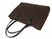 1円■美品■ FENDI フェンディ ズッカ柄 ズッキーノ キャンバス×レザー トート ハンドバッグ レディース ブラック系×ブラウン系 V7148Cオ_画像2