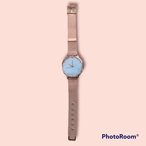 ■ブルー 新品 雲デザイン レディース 腕時計 レディースウォッチ ピンクゴールド メッシュベルト