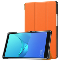 HUAWEI MediaPad M5 8.4 タブレット専用ケースマグネット開閉式 スタンド機能付き 三つ折 カバー 高品質PUレザーケース オレンジ_画像1