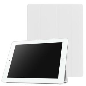 【送料無料】iPad 2/3/4 用 PUレザーケース スマートカバー 超薄 軽量型 スタンド機能 高品質PUレザーケース ホワイト