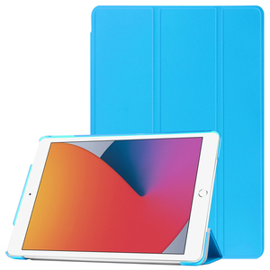 【送料無料】iPad 10.2インチ(第7,8世代) /iPad Pro10.5/Air3 用 三つ折スマートカバー 超薄　軽量型　高品質PUレザーケース　シーブルー