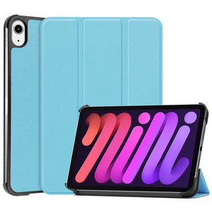 iPad mini 第6世代(2021) mini6 専用 三つ折カバー スマートケース 薄型 軽量ケース スタンド機能付き シーブルー