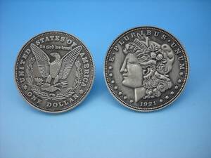  silver 1 dollar $ Conti . set reverse side / table 2 piece set 1921 year Eagle free woman god stud screw, nut attaching decoration decoration 