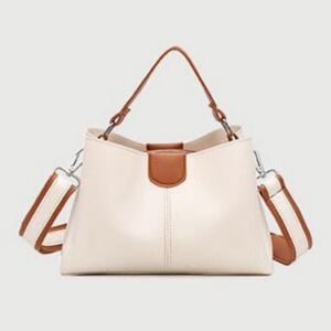 ハンドバッグ ショルダーバッグ トートバッグ 2way ホワイト×ブラウン