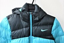 U6374N 中古/保管品 NIKE ナイキ ダウンジャケット DOWN JACKET フード付き HO150509YNG レディース Mサイズ グリーン ブラック_画像2