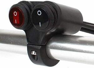 ヘッドライトフォグスポットライトON/OFFスイッチ 防水 12V 22ｍｍハンドルバーオートバイ用 赤色インジケータライト (22MM防水スイッチ)