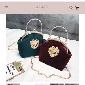 &rabbit ミニバック ポシェット ハンドバッグ パーティーバッグ チェーンショルダーバッグ レッド