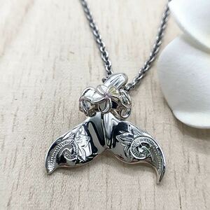  Hawaiian jewelry necklace ho e-ru tail plumeria baby ring men's lady's silver necklace 