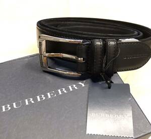 【新品未使用】BURBERRY バーバリー 紳士 メンズ ベルト バックルチェック 黒 検/財布 ネクタイ スーツ