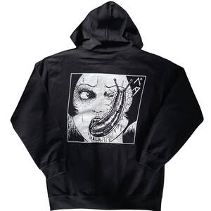 伊藤潤二 なめくじ少女 スウェット パーカー M ブラック フルジップ フーディ Junji Ito Collection US企画 コレクション ホラー 漫画