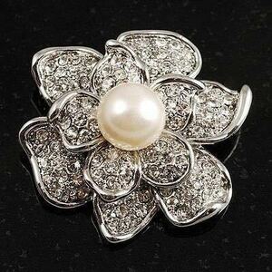  brooch lady's flower pearl Kirakira corsage 