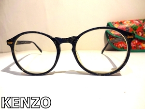 X2A022■本物■ ケンゾー KENZO MARGAUX フランス製 ハンドメイド　ネイビー系マーブル柄 眼鏡 メガネ メガネフレーム K003 専用ケース付き