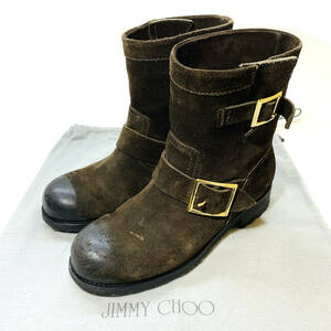 JIMMY CHOO ジミーチュウ レディース ショートブーツ スエード ダークブラウン 36