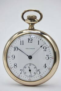 ☆☆☆創業古く 1908年製 ウォルサム 15石 彫金ケース GF 手巻懐中時計 貴重逸品　