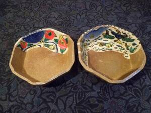 即決 佐藤勝彦 かつひこ 六角鉢 4 お皿 お鉢 器 陶器 陶芸 個人所有品 VINTAGE JAPANESE TABLEWARE