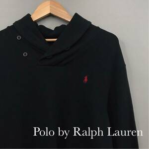 ポロラルフローレン Polo by Ralph Lauren ショールカラー プルオーバー ポニーロゴ ブラック フーディー 刺繍 メンズ ∬▲
