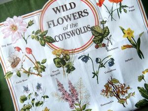 アイルランド製ティータオル・Wild Flowers of the Cotswolds・コッツウォルズ（はちみつ色の村）のワイルドフラワー