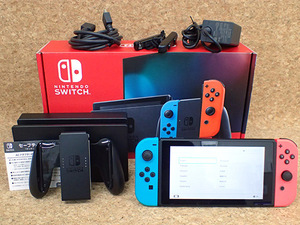【中古 良品】新型 任天堂 Nintendo Switch Joy-Con[L] ネオンブルー/[R] ネオンレッド HAD-S-KABAA 本体(MAA514-1)