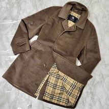 美品 バーバリーロンドン カシミヤ アンゴラ ウール ステンカラーコート XLサイズ相当 ノバチェック メンズ BURBERRY LONDON J58_画像2