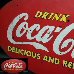 【宝蔵】ヴィンテージ コカ・コーラ Coca-Cola 鉄製パネル 看板 69㎝ 1149g 1円