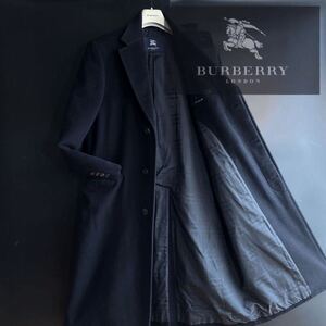 定価28万●超美品BURBERRY【繊維の宝石カシミヤ 】大人のチェスター 光沢感ある素材●バーバリーコート●別格!!格好良さ!!●メンズ