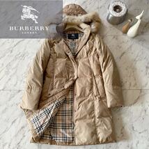 極暖14万超★美品BURBERRY LONDON 【高級ファックスファー使用 】●バーバリーコート●高級ダウン90%●熟練されたシルエット　レディース_画像1