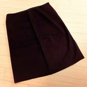 K2*FENDI Fendi * genuine article brand Italy made fine quality cashmere 100% simple knees height skirt lady's 46 XL size Brown scorching tea color used beautiful goods 