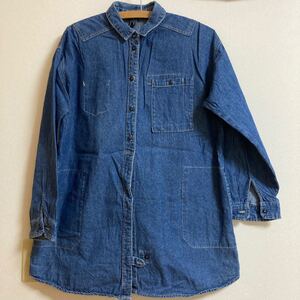 デニムシャツワンピース デニムワンピース シャツワンピース インディゴ ロングブラウス
