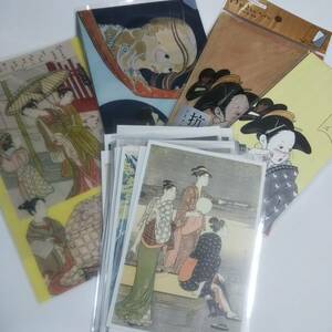 The UKIYO-E 2020 日本三大浮世絵コレクション　クリアファイル、一筆箋、マスクケース、ポストカード18点　春信、写楽、北斎、歌麿、国芳
