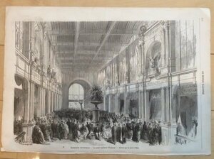 1867年 パリ万博メイン会場の玄関内部 オリジナル木版画