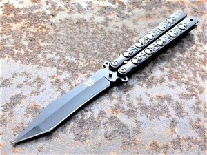 ★送料込み!★BM BUTTERFLY★A818 バタフライナイフ スカルレリーフハンドル BALISON MODEL キャンプ必須 アウトドアナイフ 薪 非常時