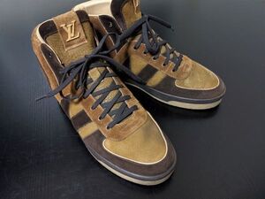 美品 ルイヴィトン 6.5 LOUIS VUITTON ♯LI0151 ハイカット レザースニーカー ブラウンコンビ 5677122