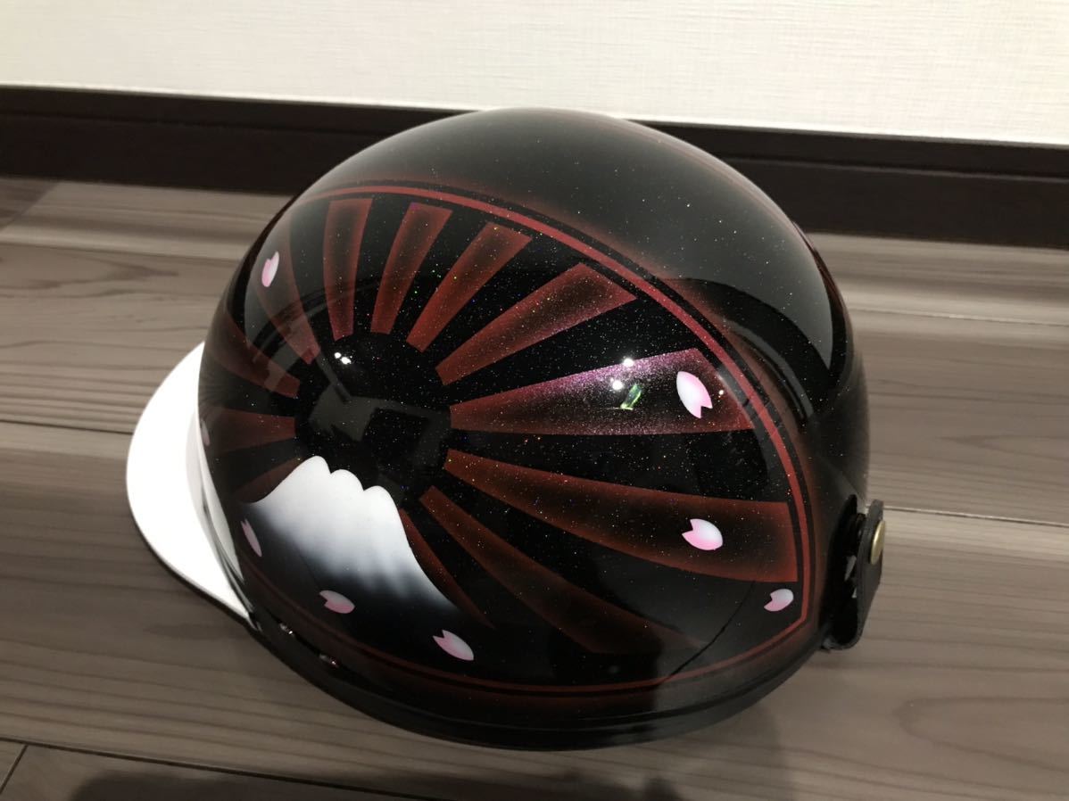 2021激安通販 七色ラメ 君が代 富士日章 コルク半 ヘルメット 旧車會