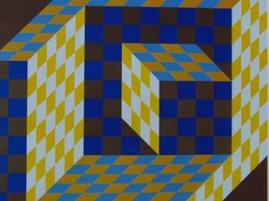 Art hand Auction VASARELY, アクソ=KS, 希少な額装用画集より, 新品額装付, 送料込み, iafa, 絵画, 油彩, 抽象画