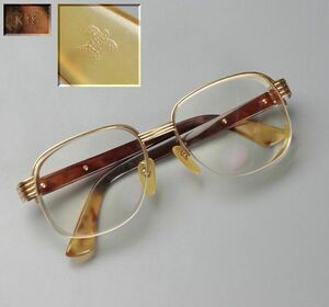 ■大澤鼈甲 K18金具 べっ甲眼鏡 総重さ約56g（度入りレンズ込み）■