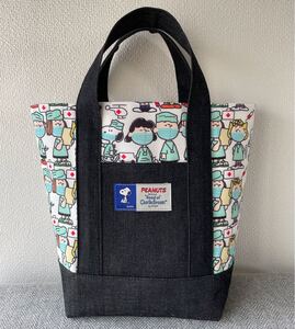 ハンドメイド トートバッグ スヌーピー×デニム q