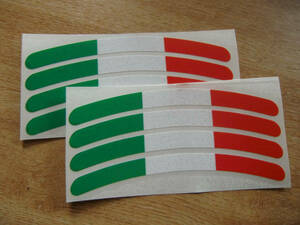 送料無料 Italian flag Wheel rim decal イタリア フラッグ ホイル ステッカー デカール 8枚セット 150mm x 12mm