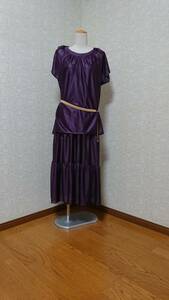 ☆ レディース　女性用　ワンピース　ドレス　紫色　パープル　チェーンベルト付き　イベント　生地は薄め　☆