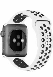Apple Watch アップルウォッチバンド スポーツバンド 交換ベルト42/44/45mm シリコン素材　ラバーベルト　シリーズ234567SE対応　白黒