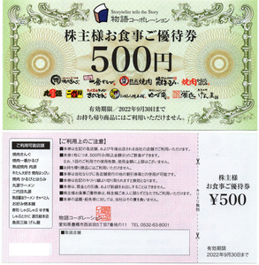 最新☆物語コーポレーション　500円券 1枚(枚数変更可)